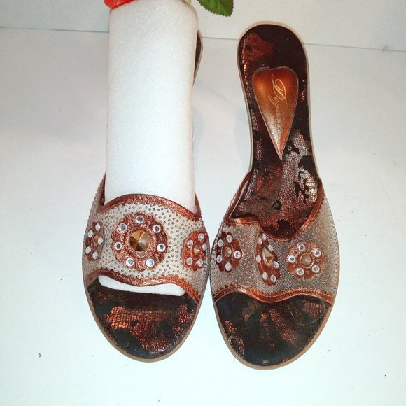 Dezario Italian Stacked Heel Mules Size 41 - Picture 12 of 13